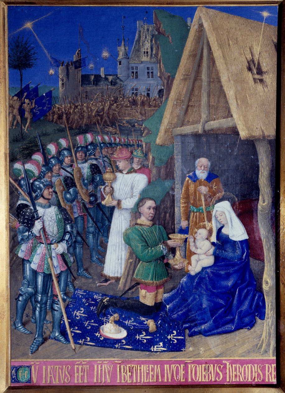 The Adoration of the Magi Miniature otettu Jean Fouquet