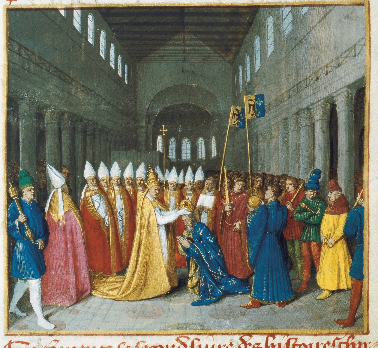 Kaarle Suuren kruunaus, n. 1460 (pienikokoinen) tekijältä Jean Fouquet