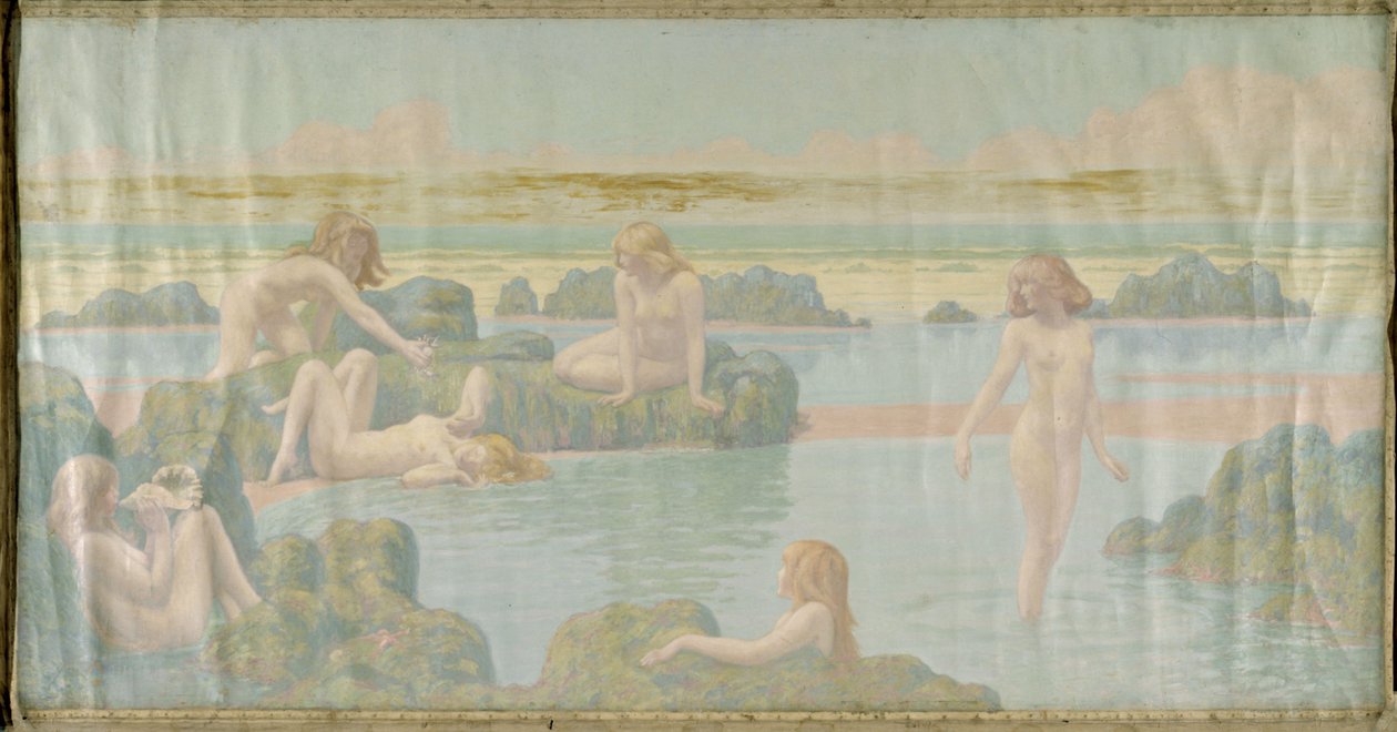 Meripuutarha, n. 1910 (öljy kankaalle) tekijältä Jean Francis Auburtin