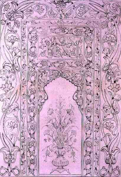 Tile Panel from the Blue Mosque, Tabriz, Persia, Art and Industry, julkaisija Delatre, Paris tekijältä Jean Francois (after) Albanis de Beaumont
