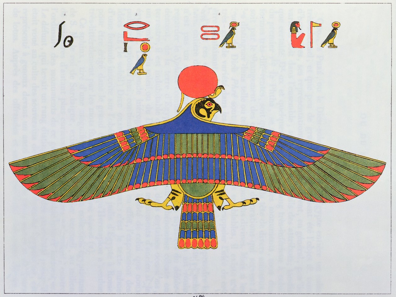 Horus-jumala, jota esitettiin varpushaukan muodossa, 1823 tekijältä Jean Francois Champollion