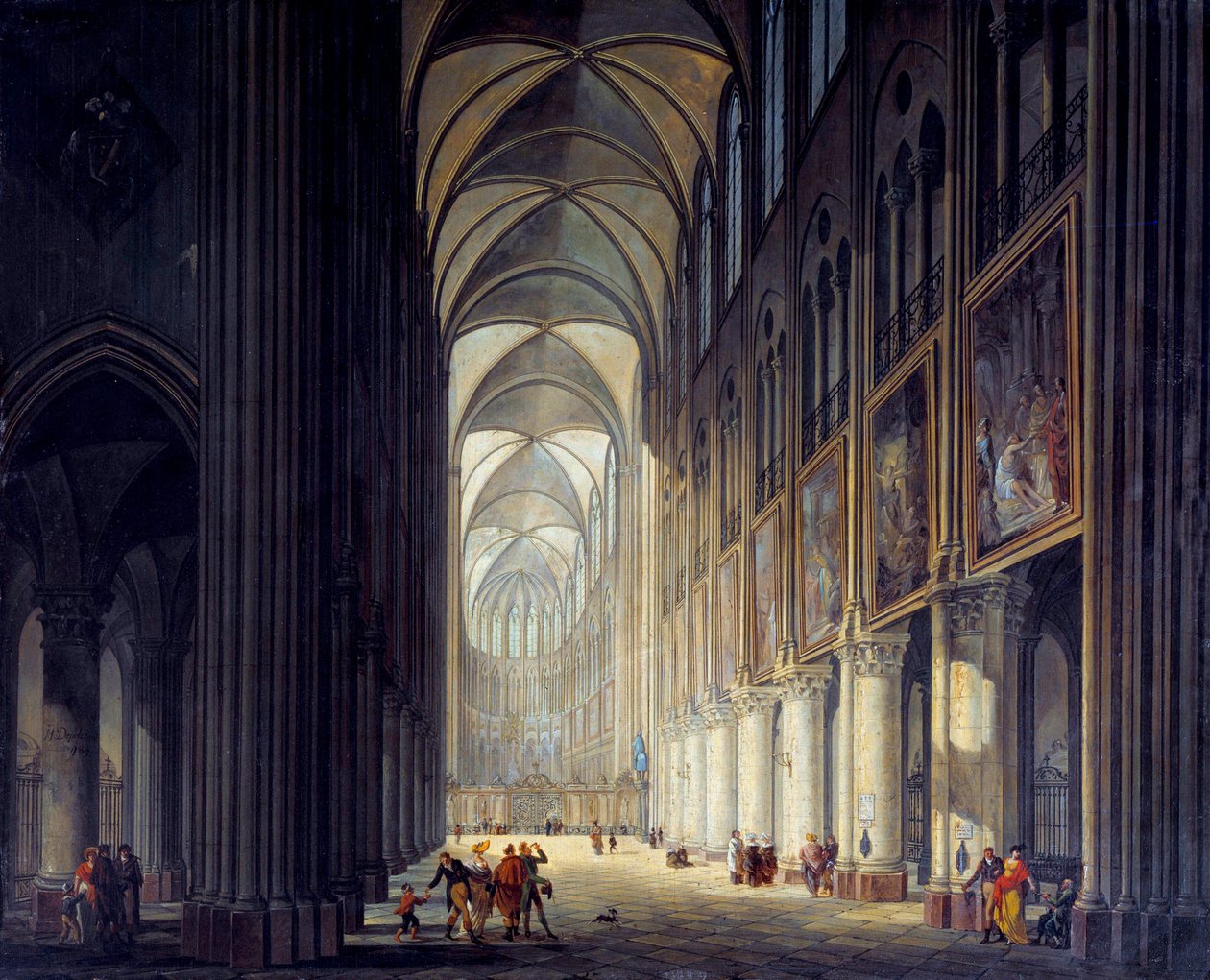 Sisäkuva Notre Dame de Parisin katedraalista J. F. Depelchinin (1770-1835) maalaus 1789 su. 0,43x0,54 m Paris, Musee Carnavalet - Sisäkuva Notre Dame de Parisin katedraalista. J.F. Depelchinin (1770-1835) maalaus tekijältä Jean Francois Depelchin