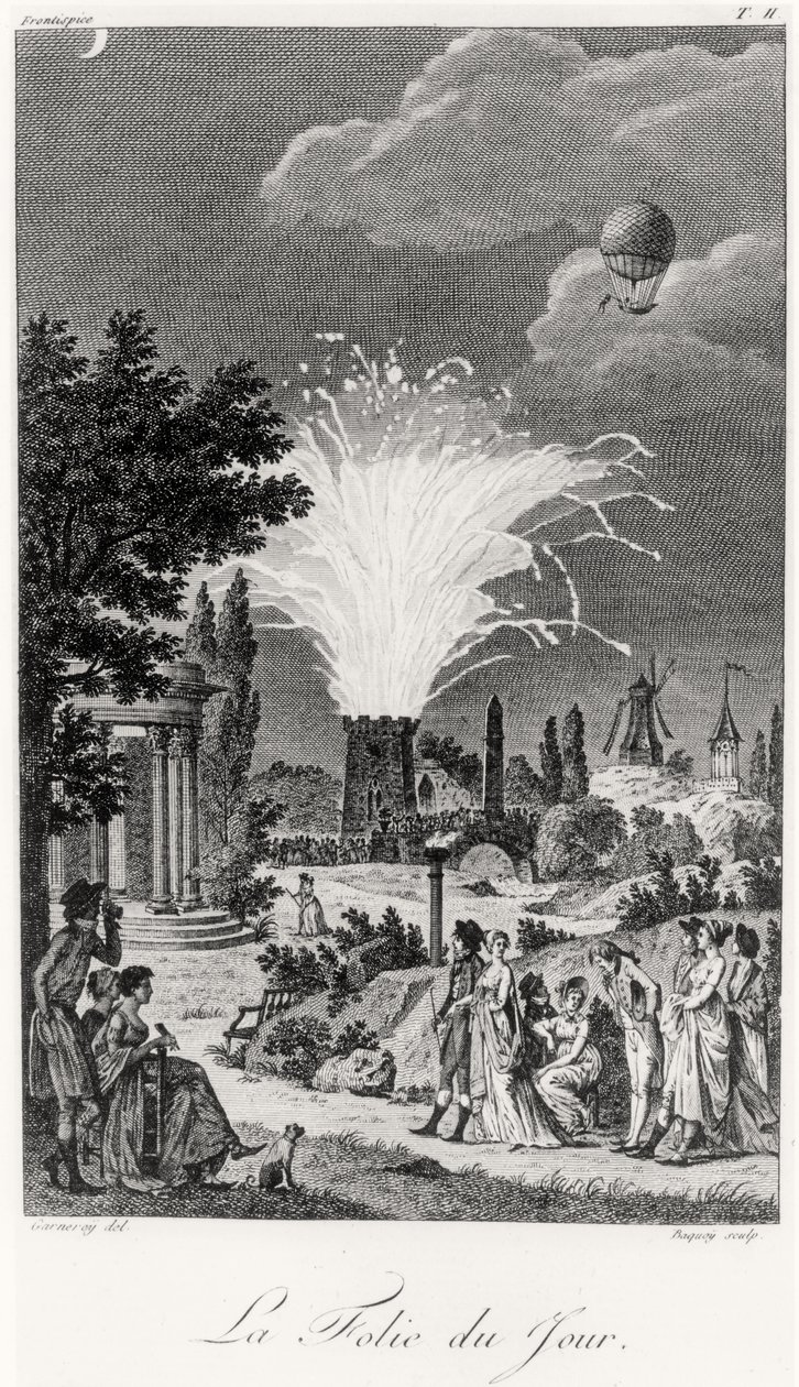 Ilotulitus Jardin de Tivolissa, n. 1826 tekijältä Jean Francois Garneray
