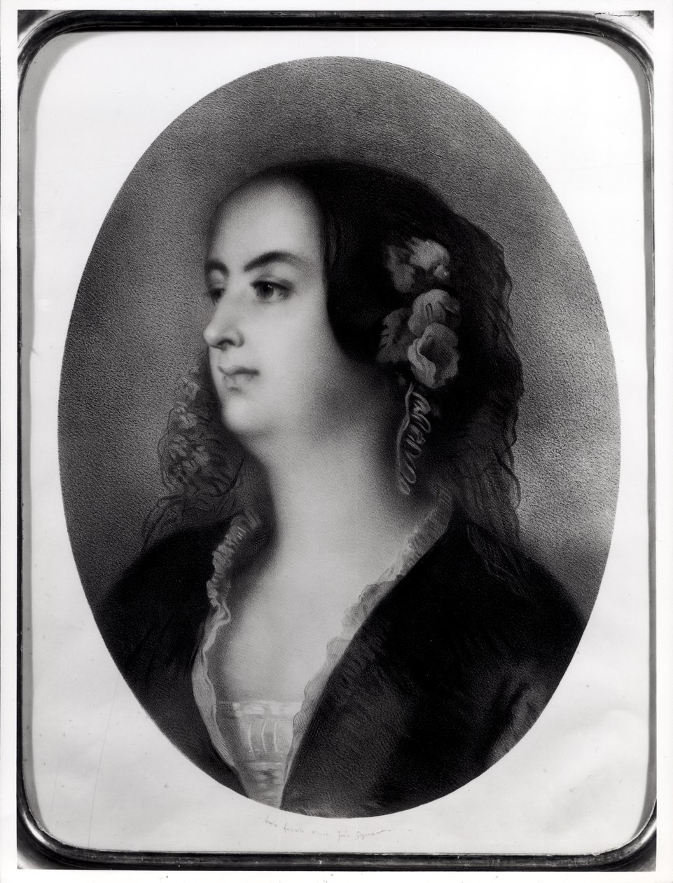 Madame Hanska (1801-82), kaiverrus Emile Lassalle (1813-71) (litografia) tekijältä Jean Francois Gigoux