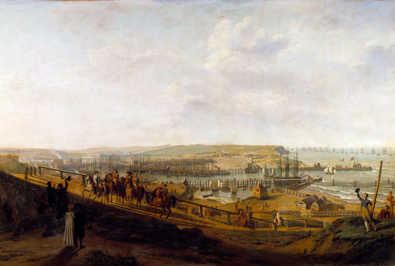 Keisari Napoleon I vierailee Boulognen leirillä heinäkuussa 1804 Jean Francois Huen (1751-1823) maalaus 1804 Su. 1,9x2,26 m tekijältä Jean Francois Hue