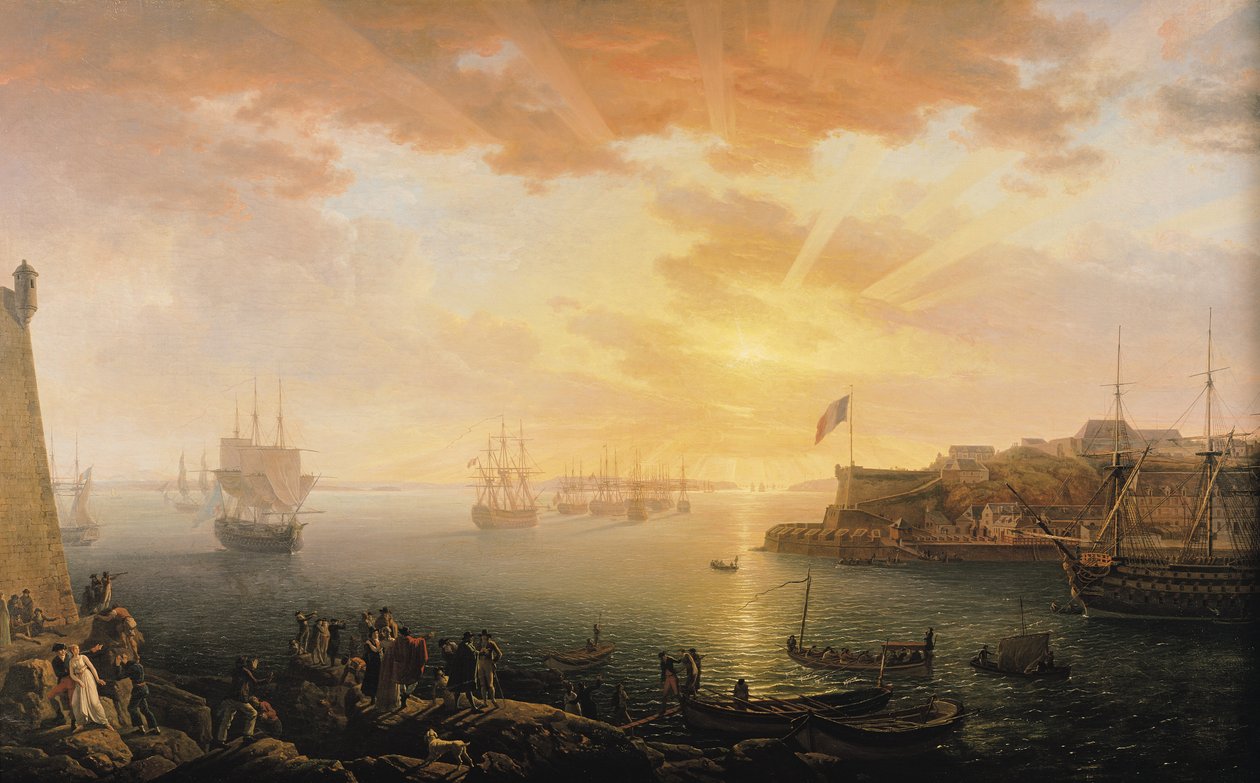 Näkymä Brestin satamaan, 1796 tekijältä Jean Francois Hue