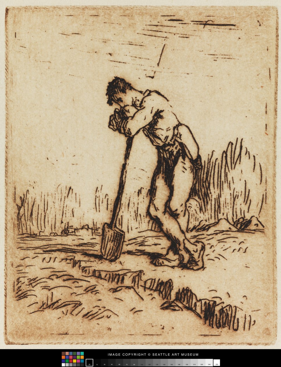 Mies nojaa lapioonsa tekijältä Jean Francois I Millet