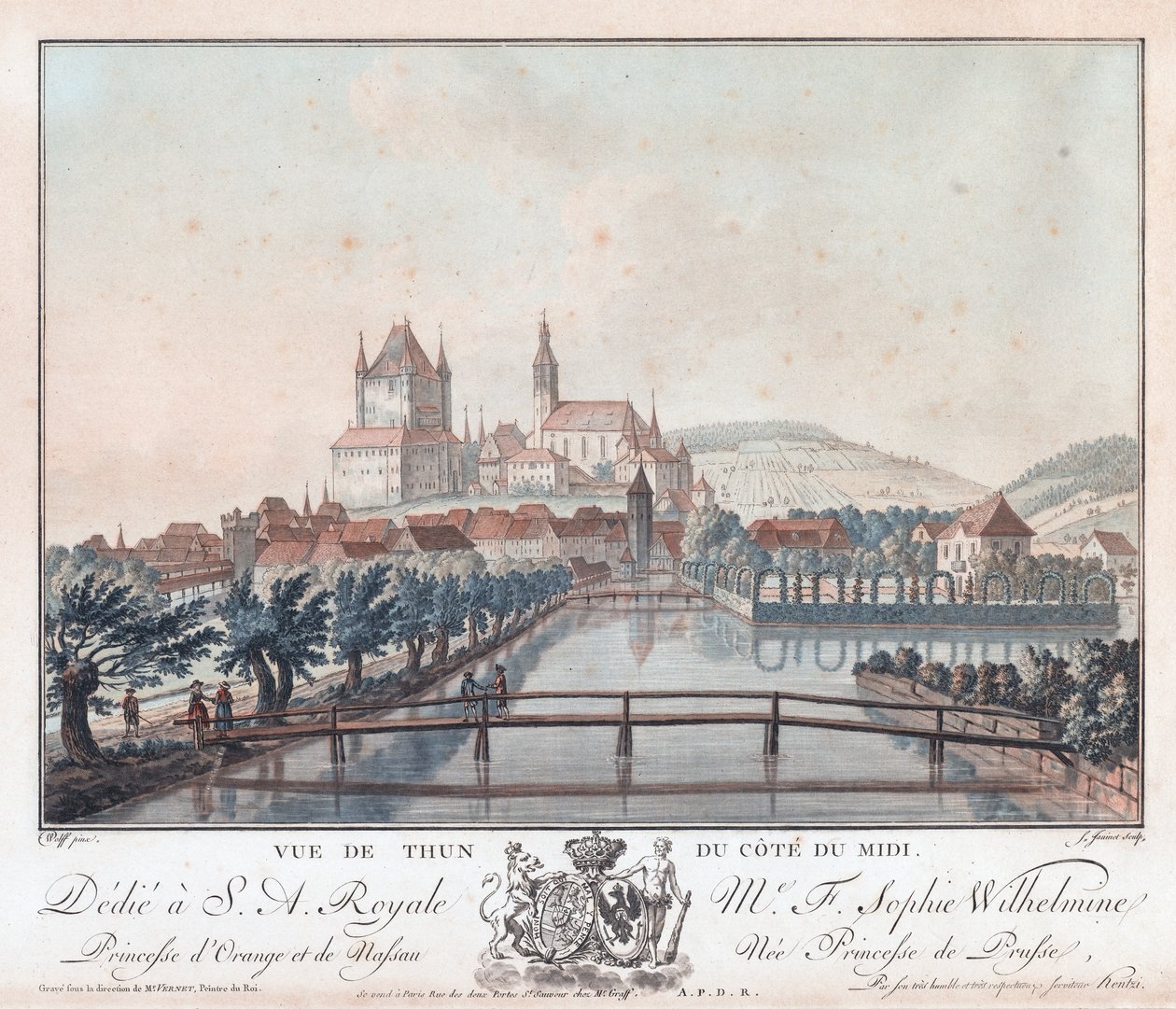 Vue De Thun Du Cote Du Midi, n.
1770-1780 (Kaiverrus) tekijältä Jean Francois I Millet