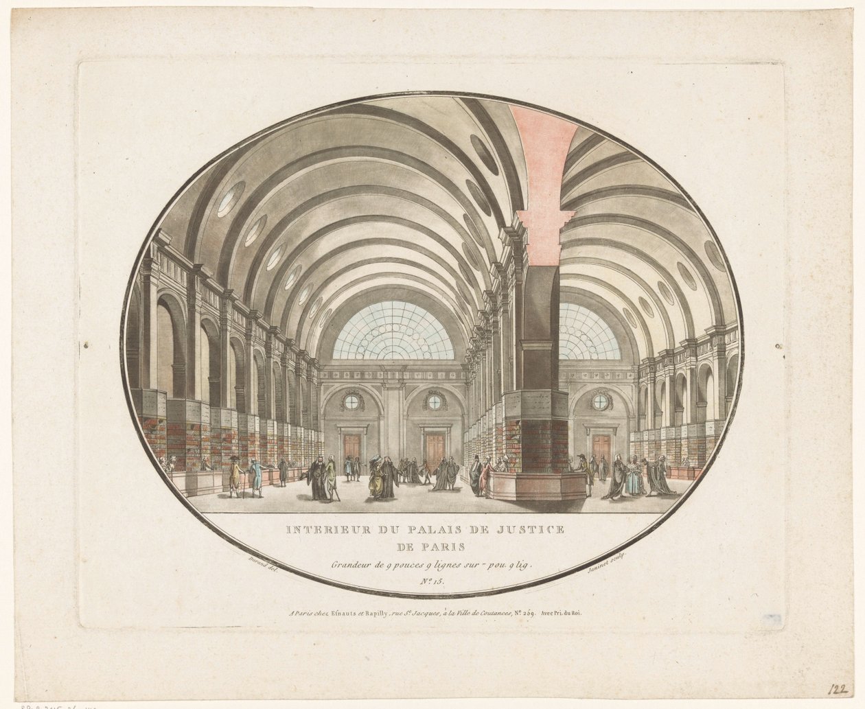 Pariisin oikeuspalatsin sisätilat Interior du Palais de Justice de Paris (otsikko esineessä) tekijältä Jean Francois Janinet
