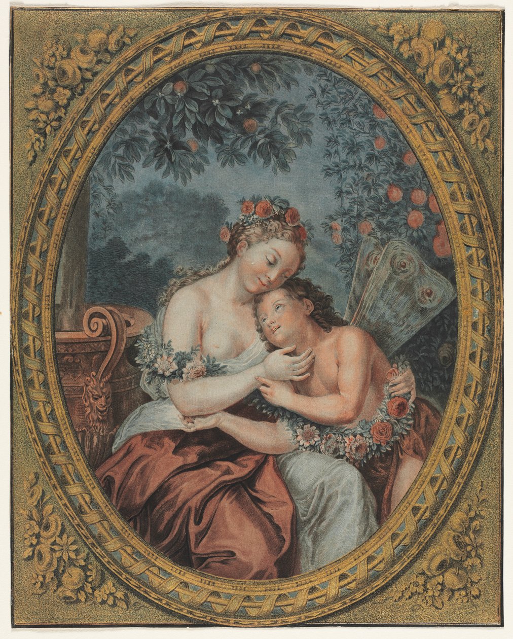 Zephyre ja Flore, n. 1776. tekijältä Jean Francois Janinet