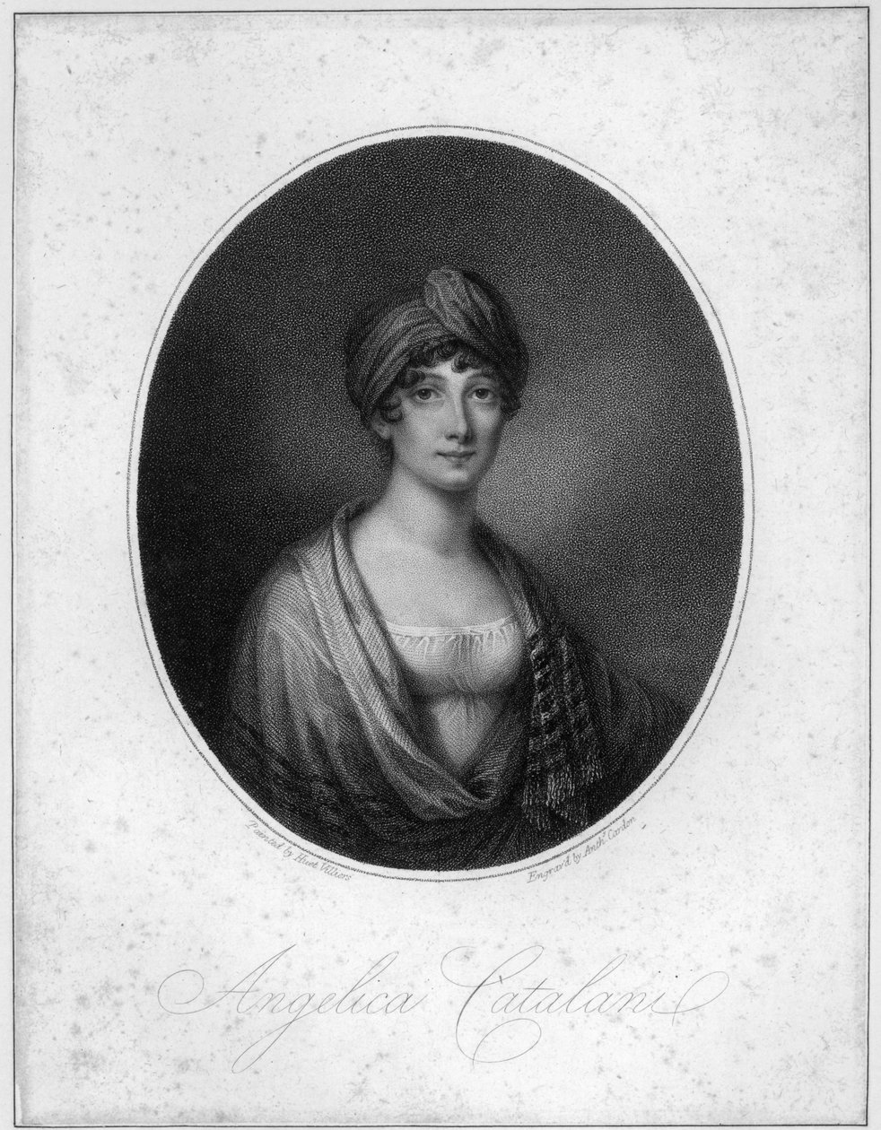 Angelica Catalani, kaiverrus Antoine Cardon tekijältä Jean Francois Marie Huet Villiers