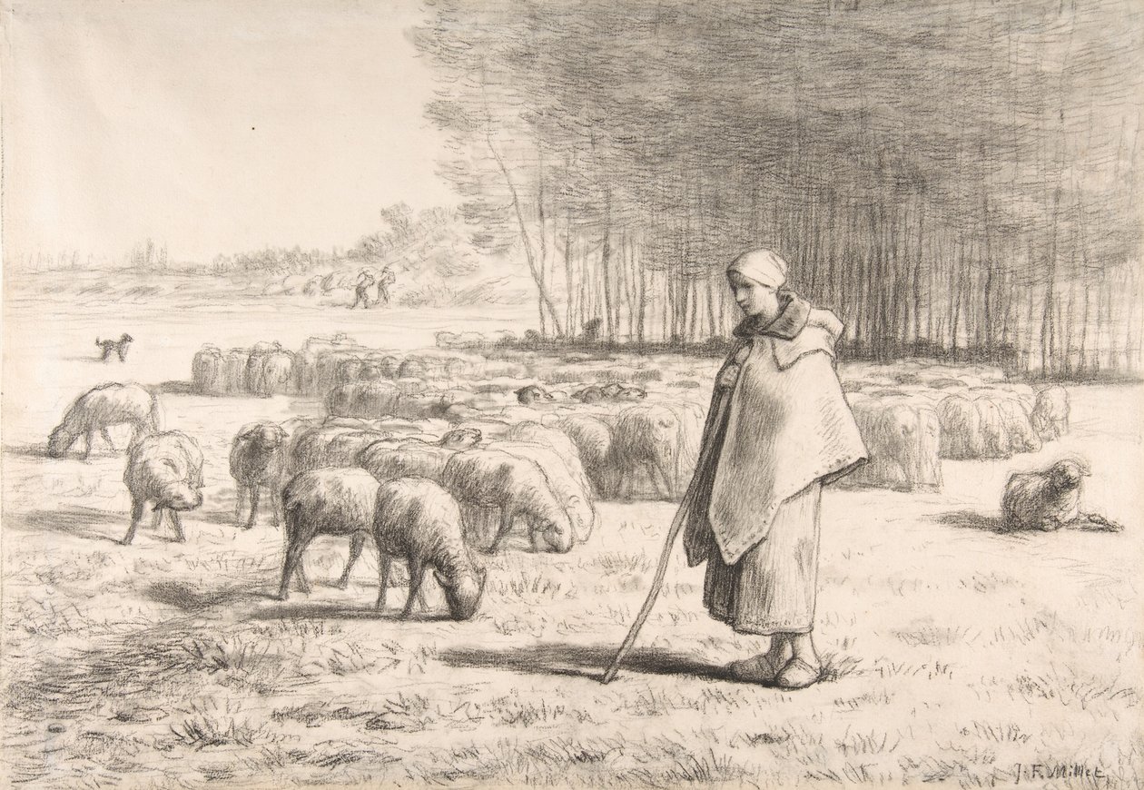 Paimentar laumansa kanssa tekijältä Jean Francois Millet