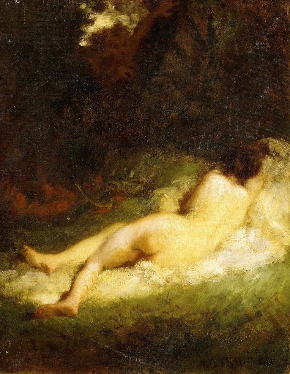 Satyyrin estämä nukkuva nymfi, n. 1846-47 tekijältä Jean Francois Millet