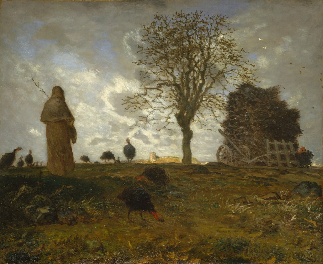 Syksyinen maisema kalkkunaparven kanssa tekijältä Jean Francois Millet