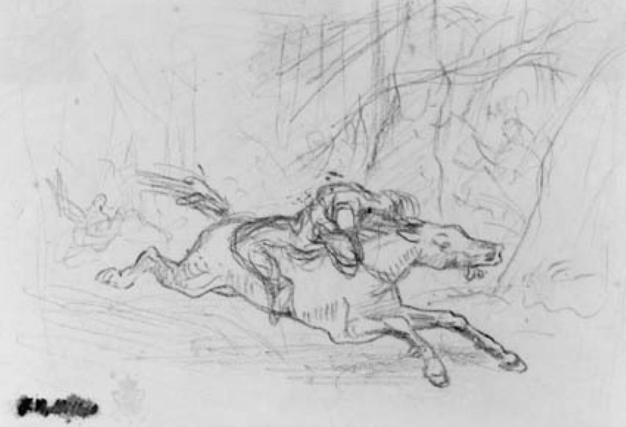 Taustakuva mies villihevosella metsässä. Simon Butler tekijältä Jean Francois Millet