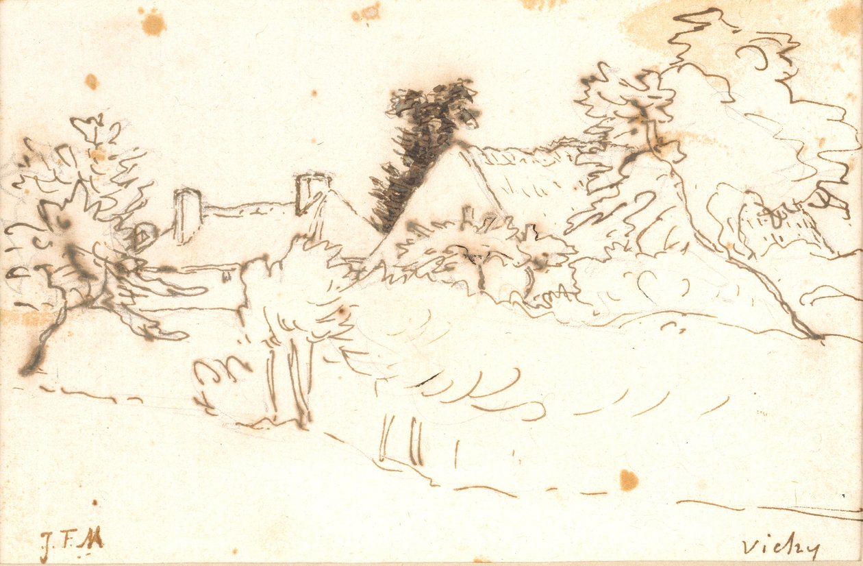 Maatila puiden keskellä, Vichy (Allier) tekijältä Jean Francois Millet