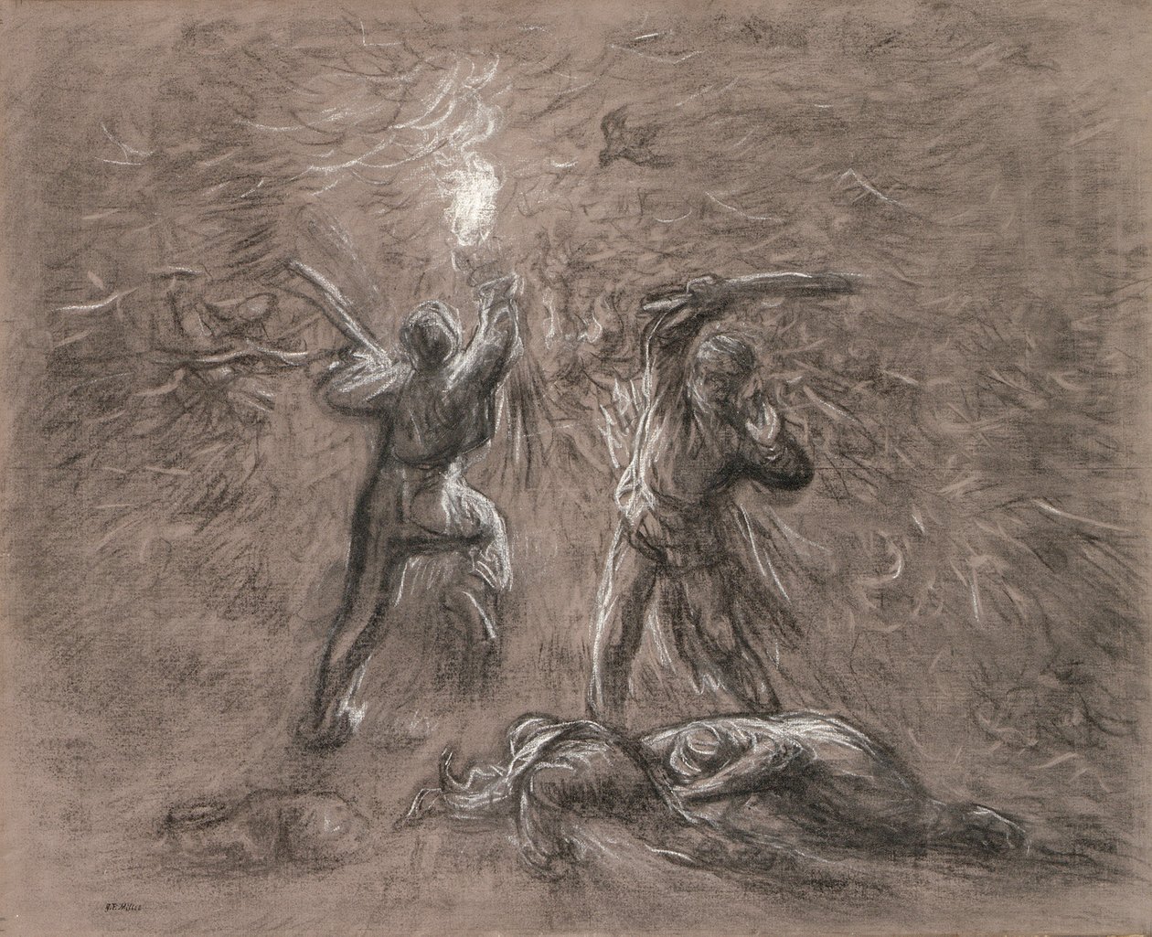 Lintujen metsästys soihtuvalolla tekijältä Jean Francois Millet