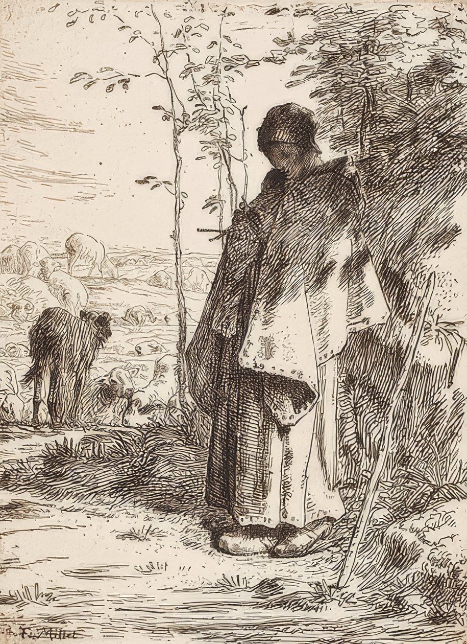 La Grande Bergère (Paimentar). 1862 tekijältä Jean Francois Millet
