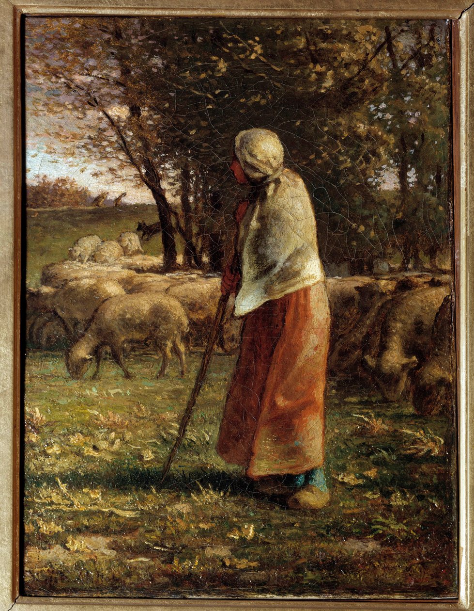 La petite bergere Jean Francois Milletin (1814-1875) maalaus 1800-luvun su. 0,32x0,25 m Pariisi, musee d