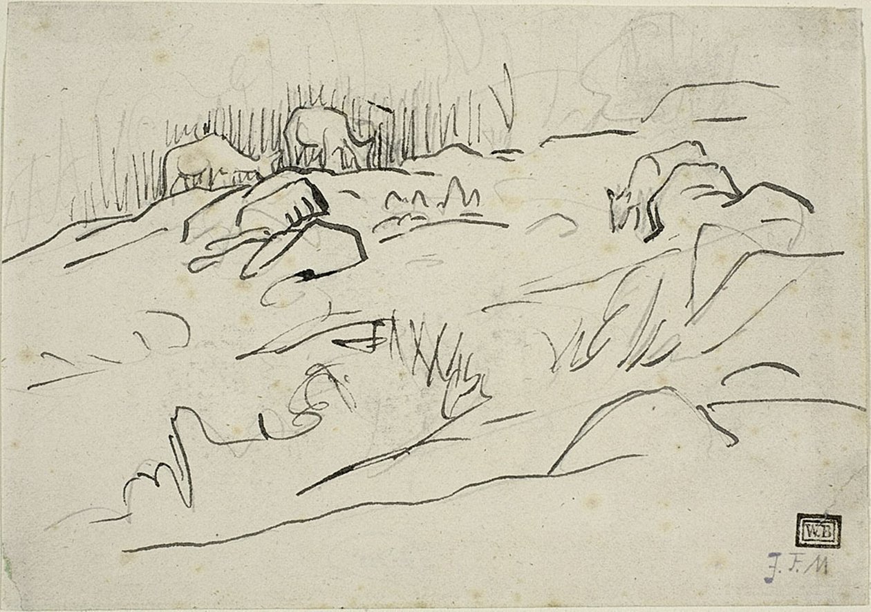 Maisema karjan kanssa tekijältä Jean Francois Millet