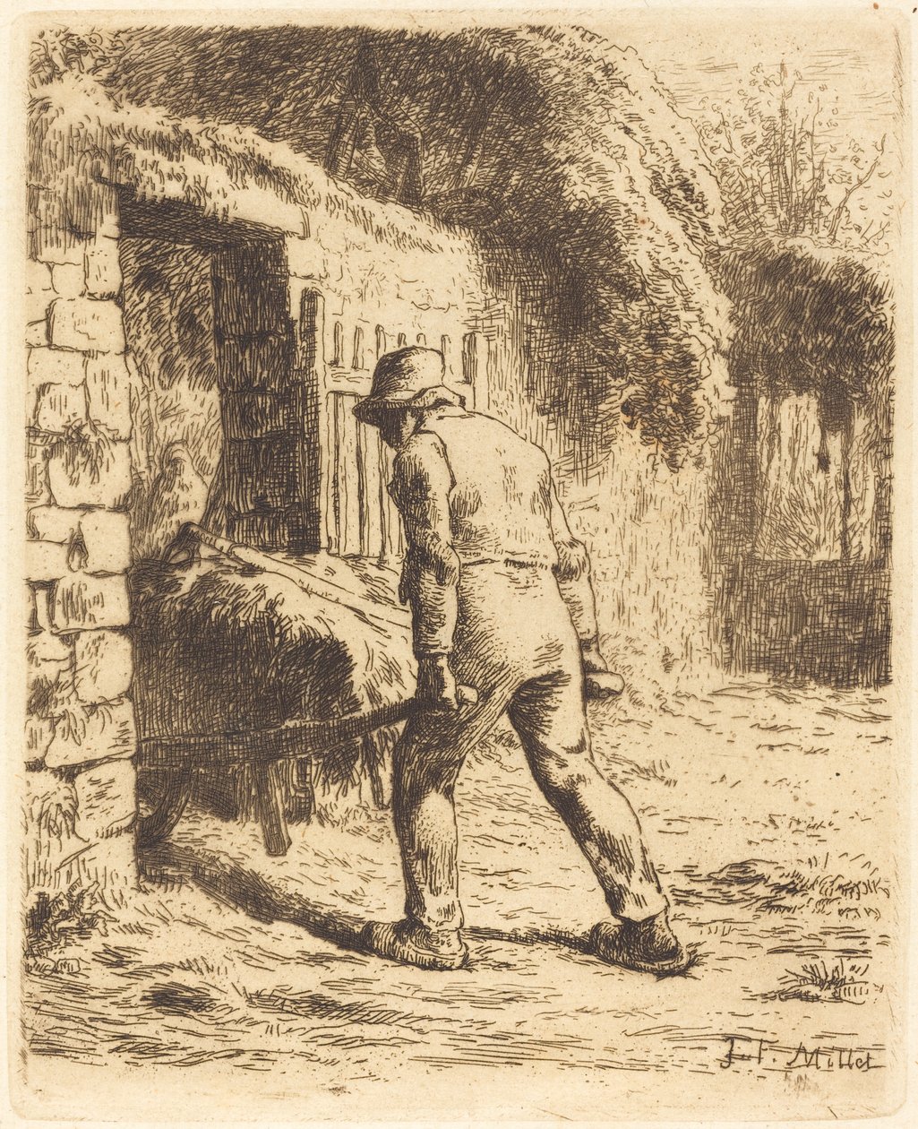 Mies kottikärryillä (lannasta palaava talonpoika) tekijältä Jean Francois Millet