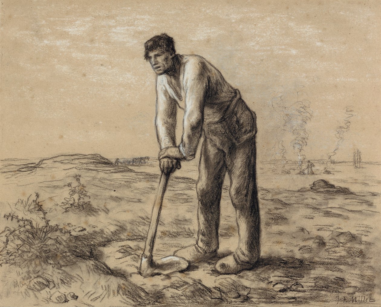 Mies ja kuokka, n. 1860-62 tekijältä Jean Francois Millet