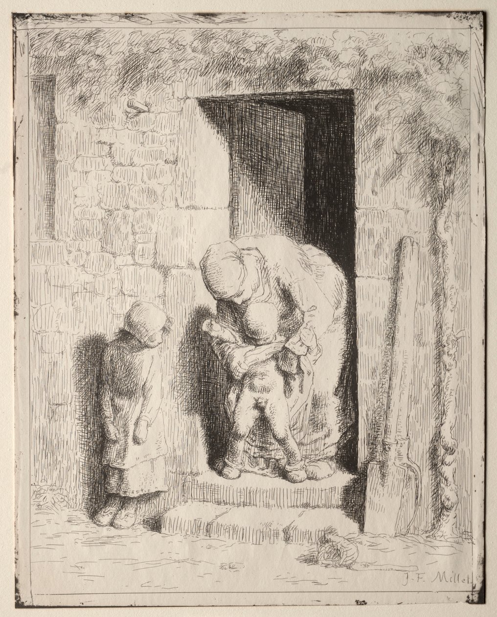 Äidin varotoimet. tekijältä Jean Francois Millet