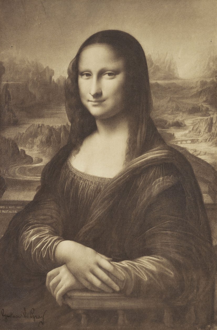 Hirssipiirustus Mona Lisasta, 1854-55 (albumiini hopeaprintti) tekijältä Jean Francois Millet