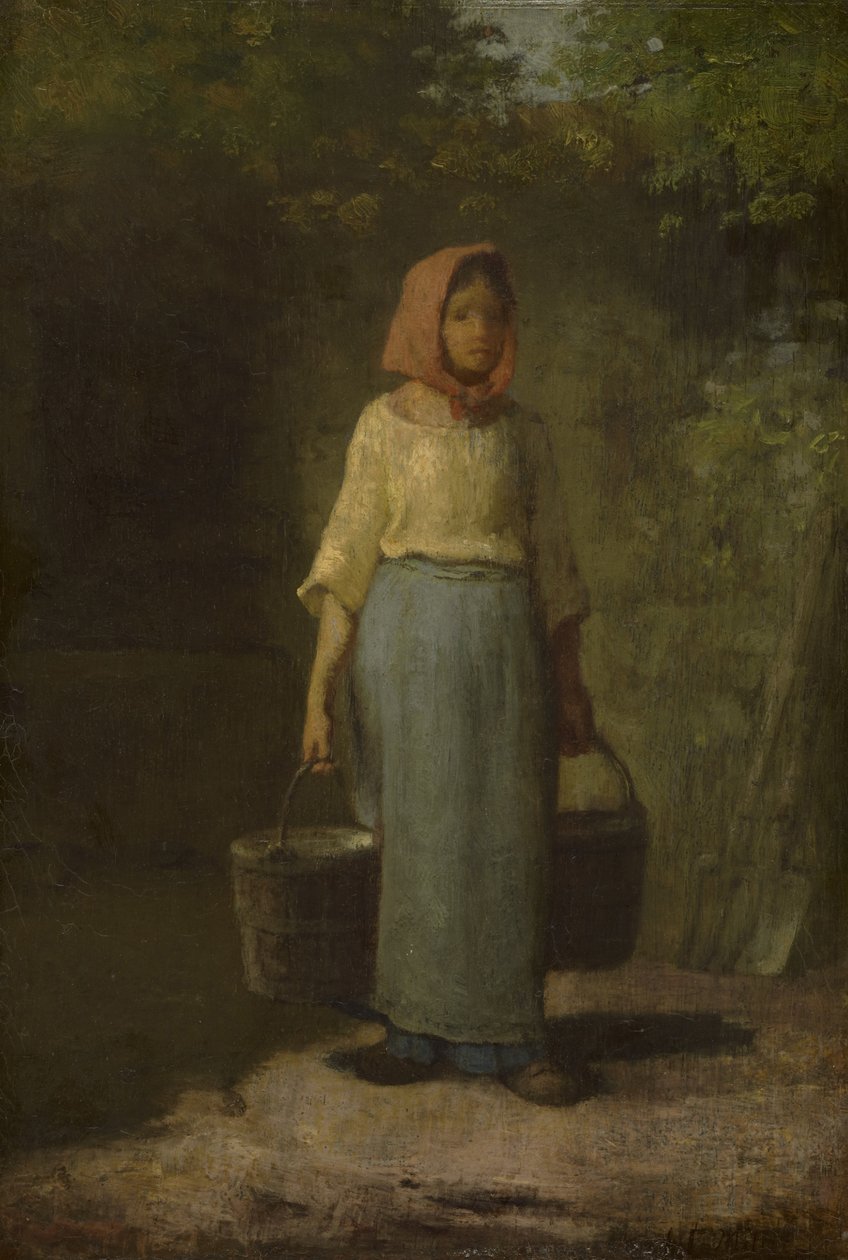 Talonpoikatyttö palaa kaivosta, n. 1860 tekijältä Jean Francois Millet