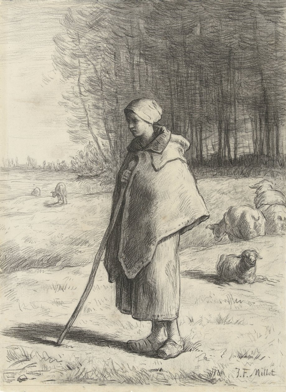 Paimentar nojaa kepille tekijältä Jean Francois Millet