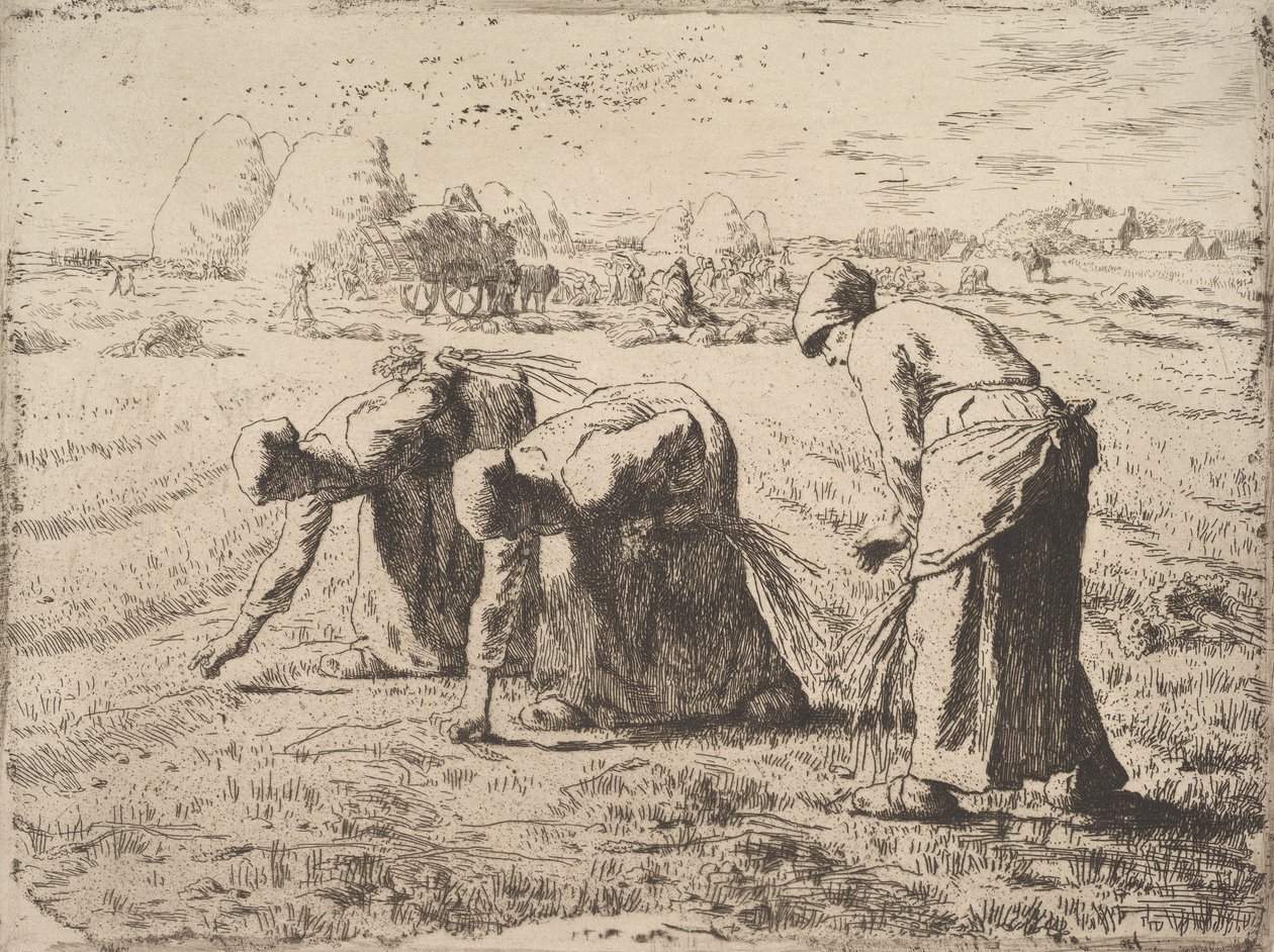 The Gleaners, n. 1855-1856 (etsaus chine colléen) tekijältä Jean Francois Millet