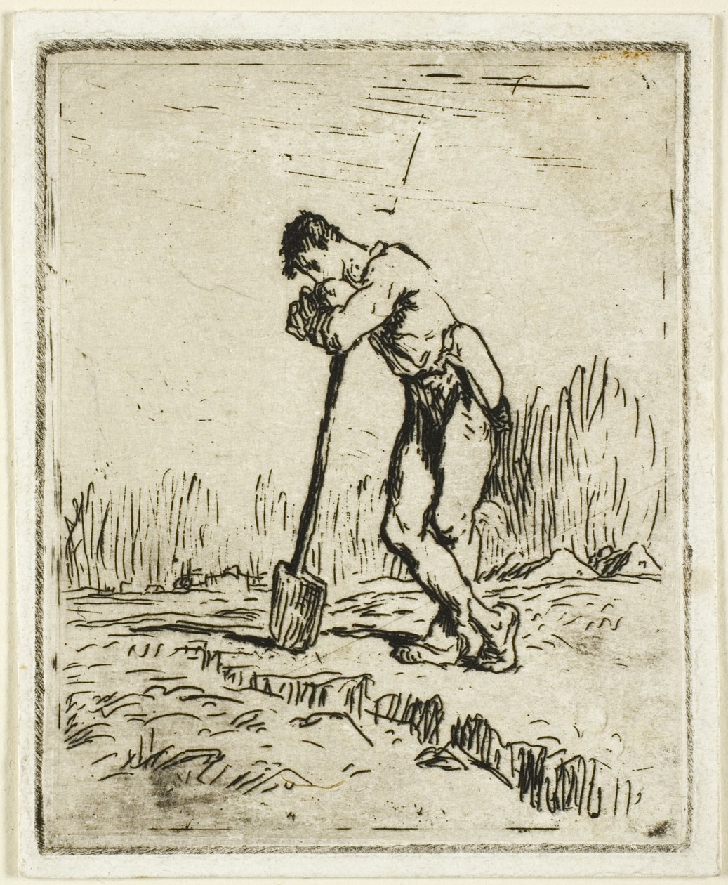 Mies nojaa lapioonsa tekijältä Jean Francois Millet