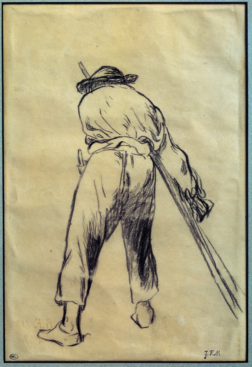 Jean Francois Milletin (1814-1875) Reaper-piirustusvalmistelu 1800-luvun Pariisi, Louvre-museo tekijältä Jean Francois Millet
