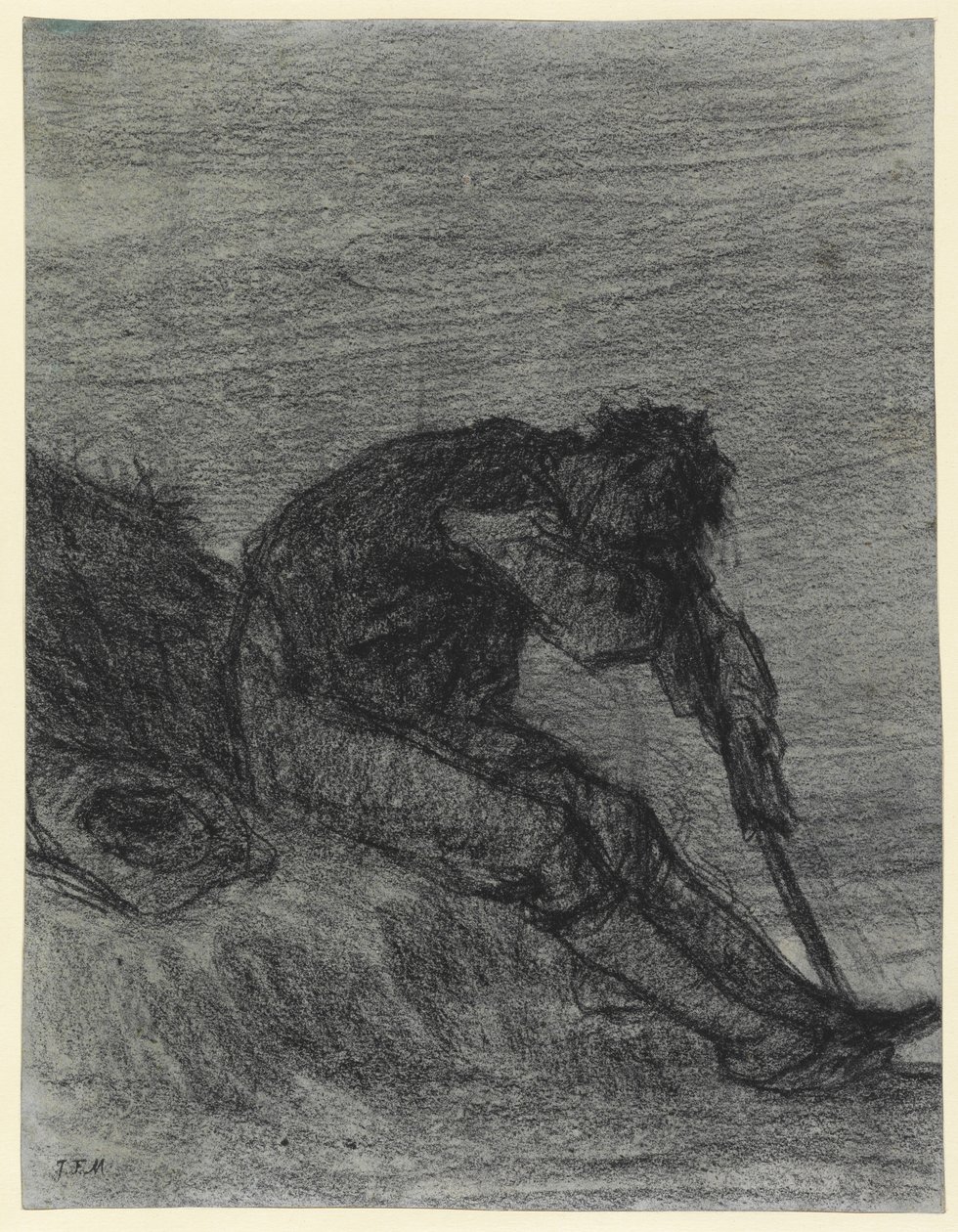 Väsynyt heinäntekijä (musta liitu paperille) tekijältä Jean Francois Millet