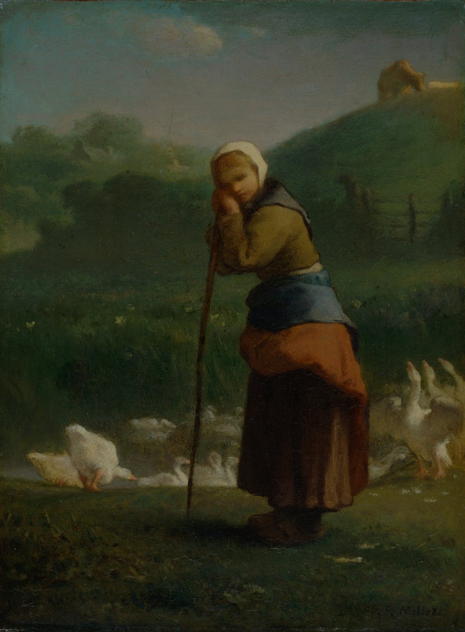 "Hanhentyttö Gruchyssa", 1854-6 tekijältä Jean Francois Millet