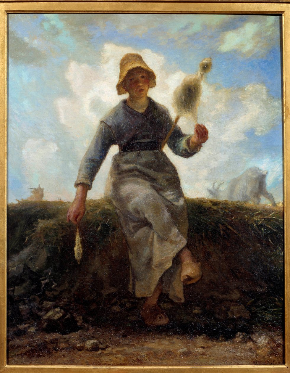 Spinner, Auvergnen vuohenpaimen. Jean Francois Milletin (1814-1875) maalaus tekijältä Jean Francois Millet