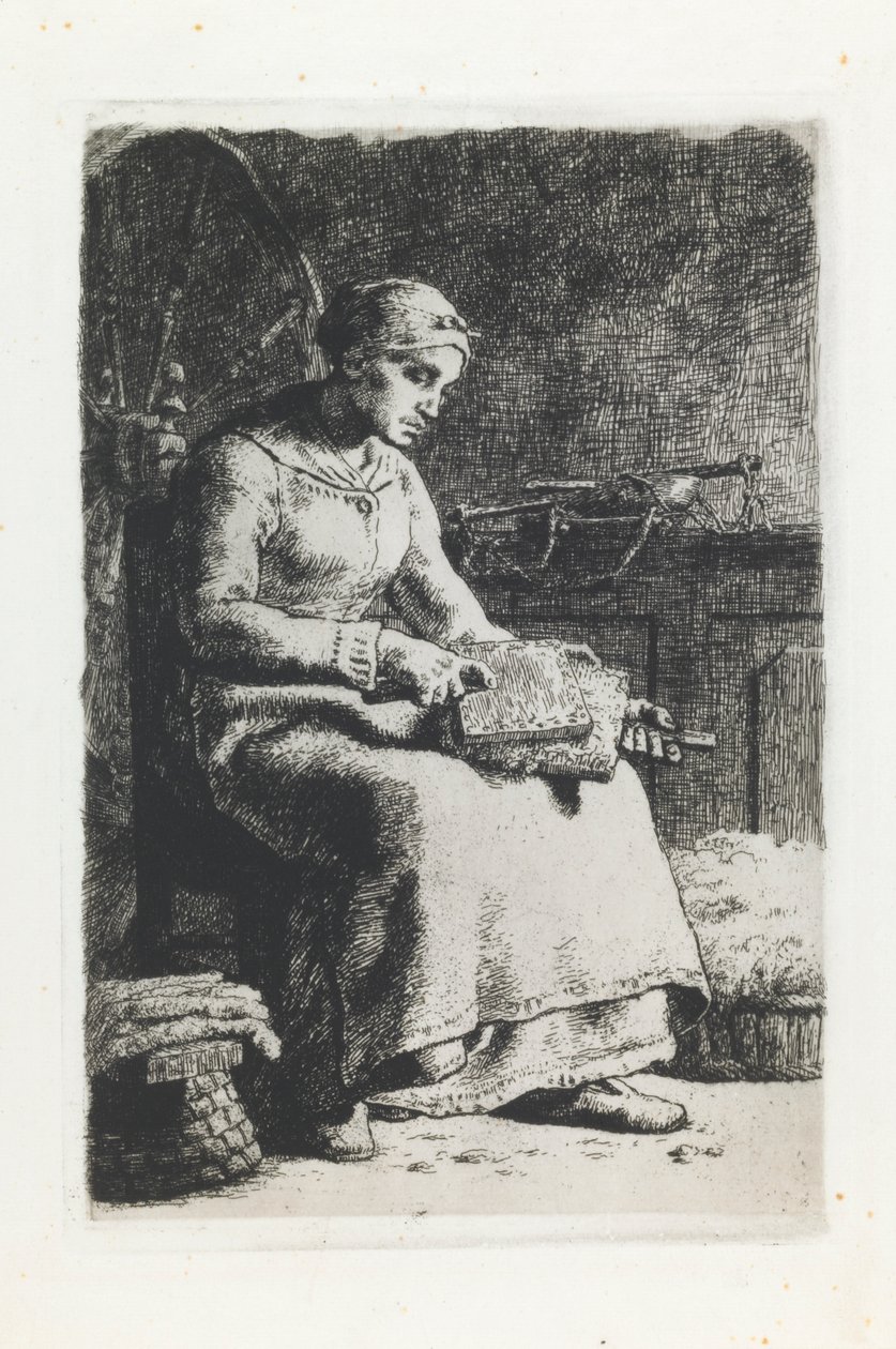 Nainen karstaus villaa tekijältä Jean Francois Millet