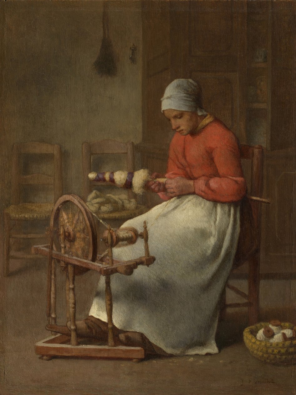 Woman Spinning, n. 1855-1860 tekijältä Jean Francois Millet