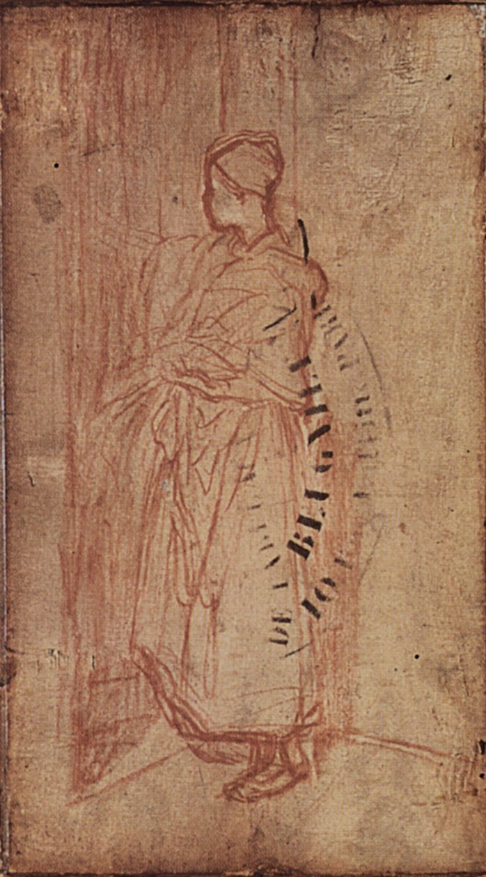 Nuori nainen, joka ottaa lakanat hyllyltä, n. 1850-52 tekijältä Jean Francois Millet