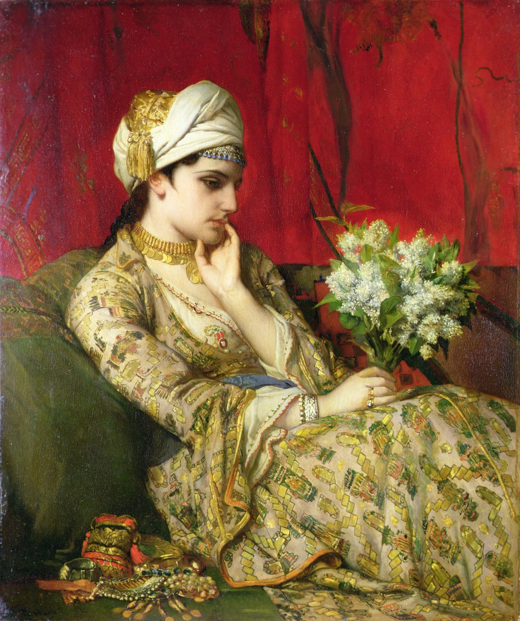 Odalisque (öljy kankaalle asetettuna alukselle) tekijältä Jean Francois Portaels