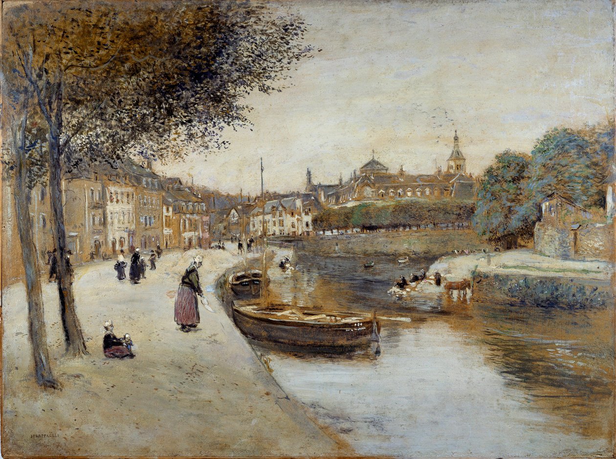 Canal in Quimperle Jean Francois Raffaellin (1850-1924) maalaus, 1900-luku. Le Havren taidemuseo tekijältä Jean Francois Raffaelli