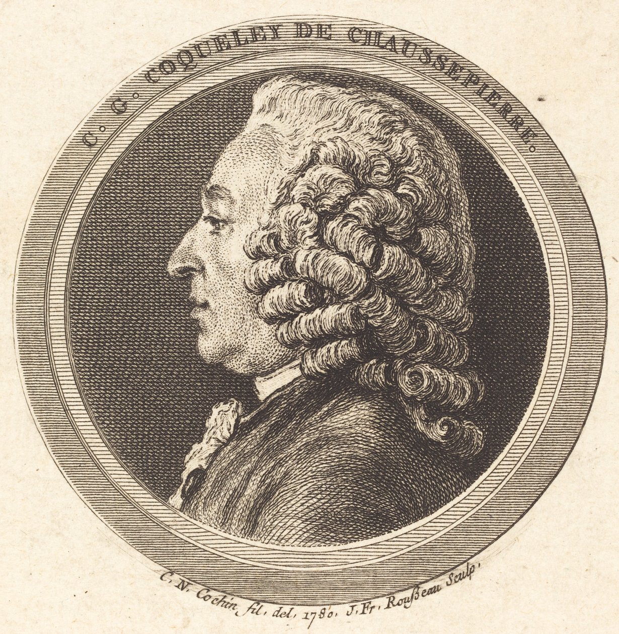Charles-Georges Coqueley de Chaussepierre tekijältä Jean Francois Rousseau after Charles Nicolas Cochin II
