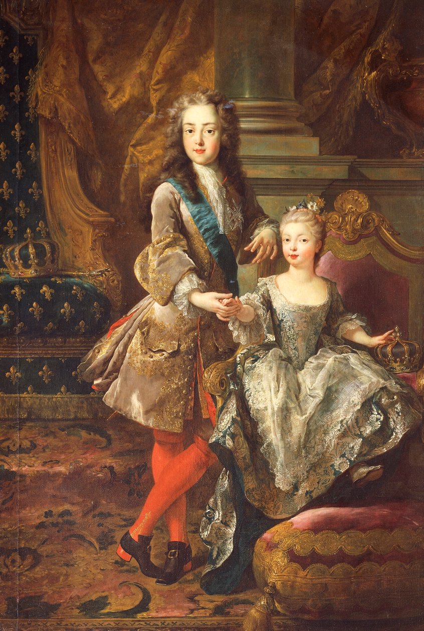 Muotokuva Ranskan Ludvig XV:stä (Versailles 1710-1774) espanjalaisen Mariana Victorian, Espanjan Infantan (Madrid) kanssa tekijältä Jean François de Troy