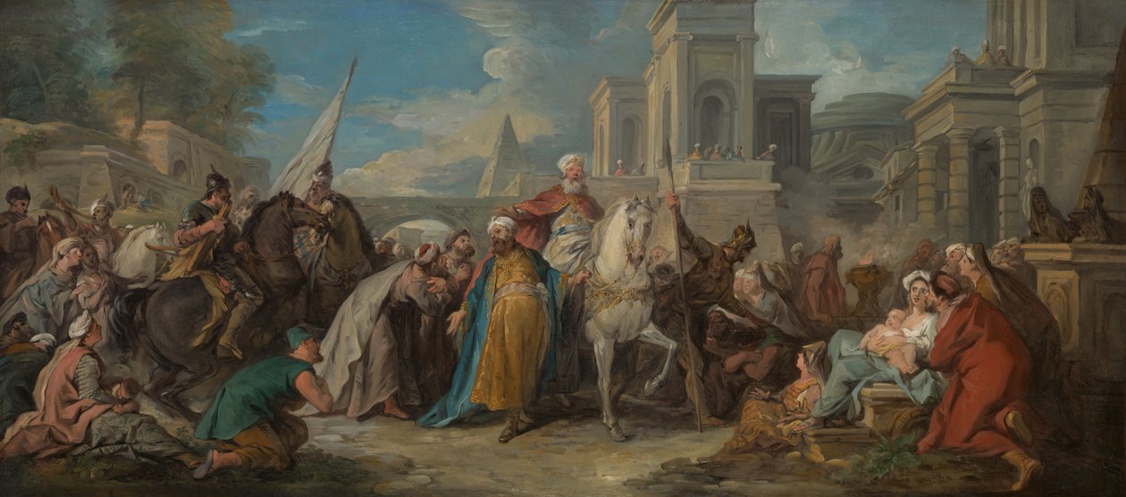 Mordokain voitto, n. 1736 (öljy kankaalle) tekijältä Jean François de Troy