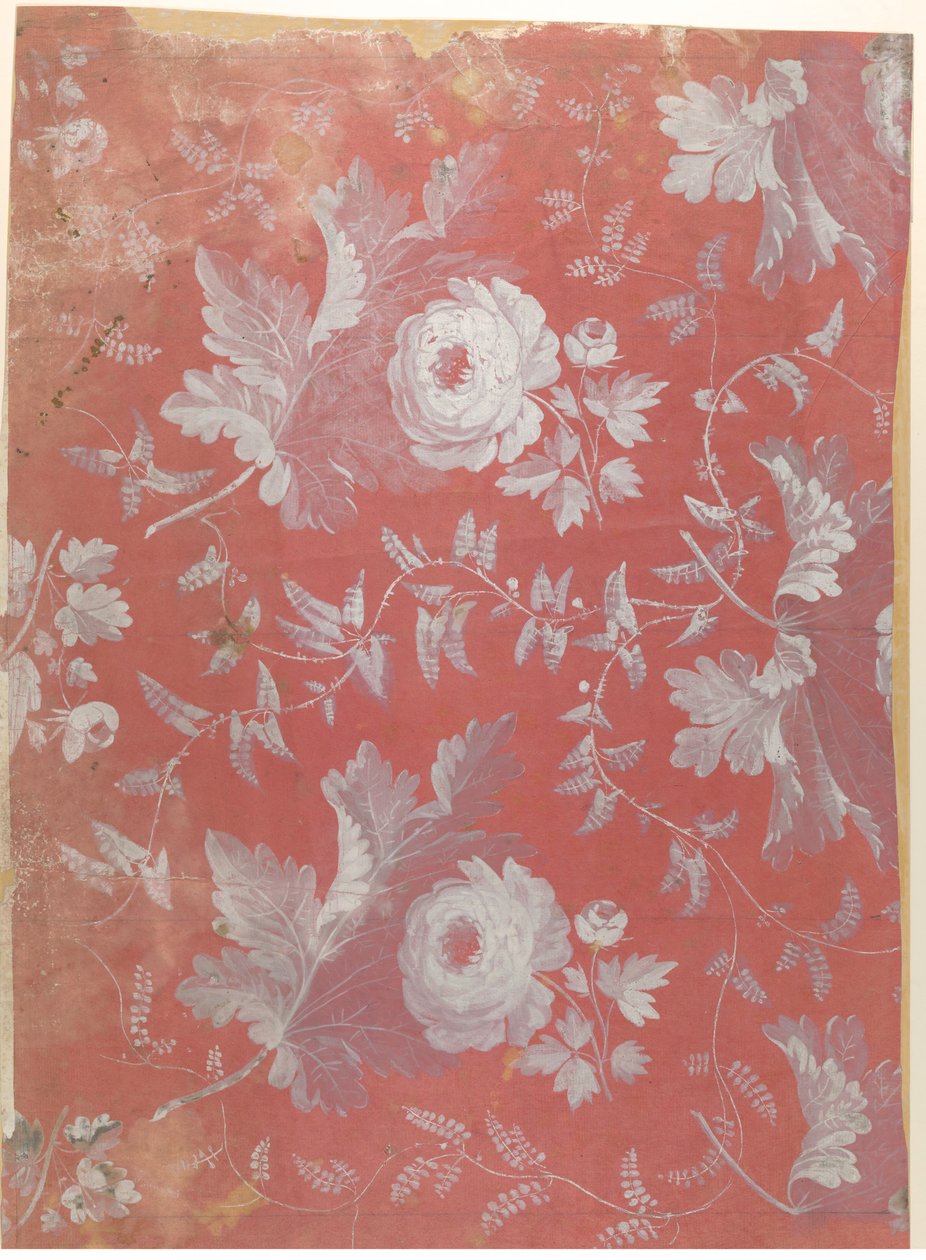 Suunnittelu kuviolliselle silkille, n. 1780-1825. tekijältä Jean François Bony.