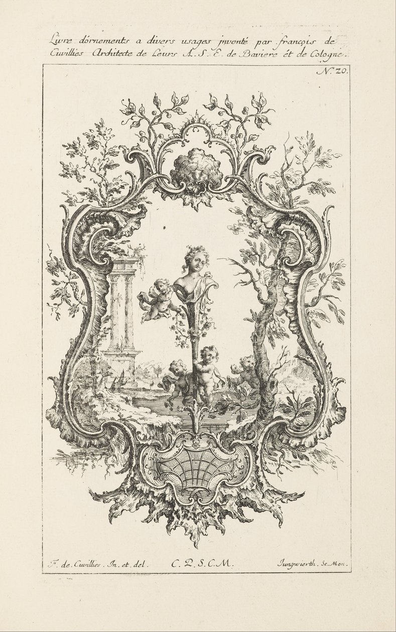 Cartouche-suunnittelu tekijältä Jean François Cuvilliés