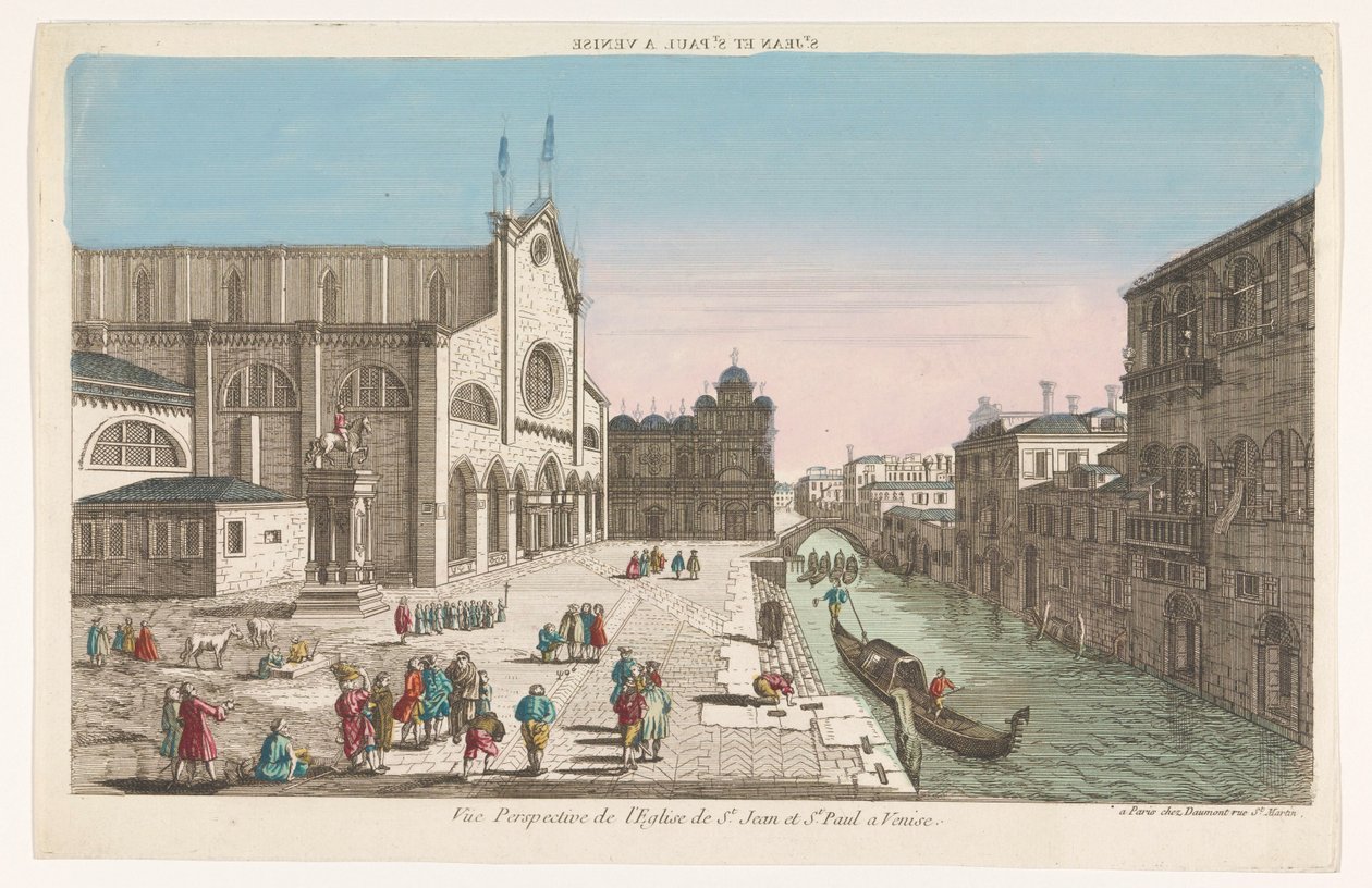Näkymä Santi Giovanni e Paolo -kirkolle Venetsiassa St. Jean et St. Paul a Venise (otsikko esineessä) tekijältä Jean François Daumont