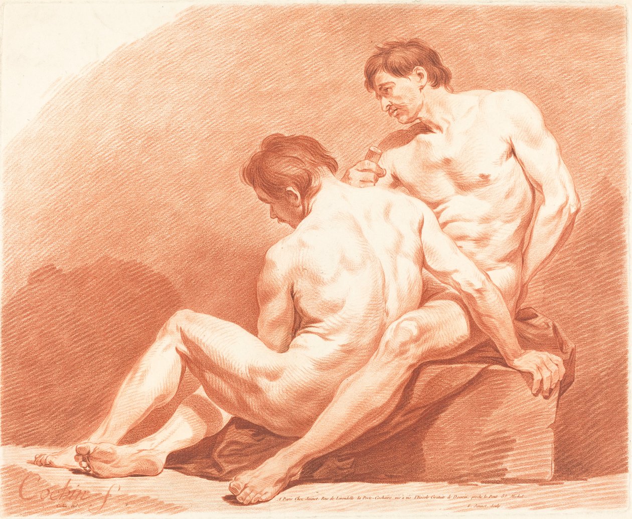 Kaksi miesalastoa tekijältä Jean François Janinet after Charles Nicolas Cochin the Younger