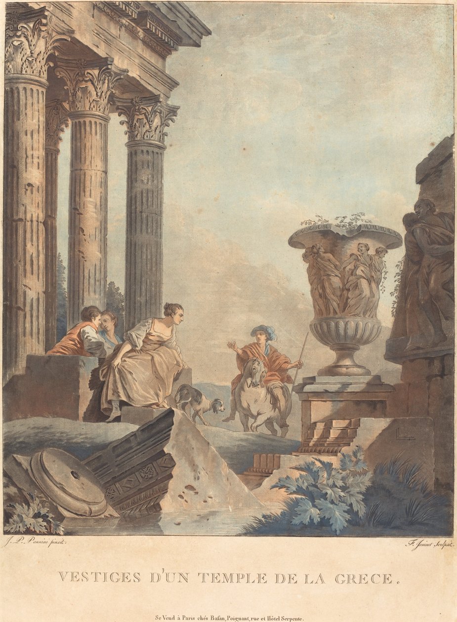 Kreikkalaisen temppelin jäännökset tekijältä Jean François Janinet after Giovanni Paolo Panini