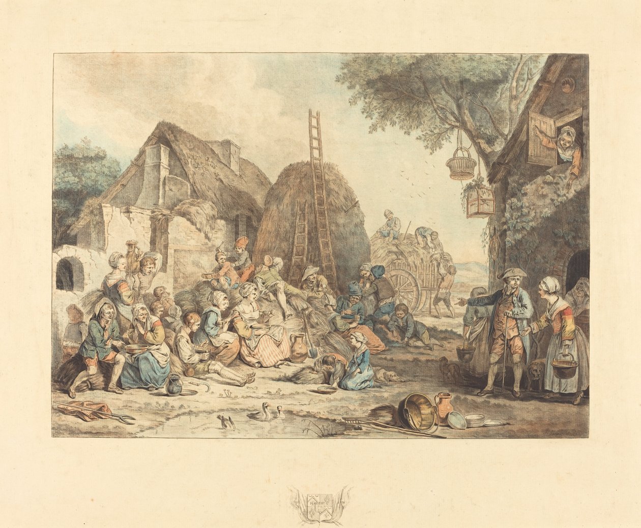 Harvesterien lounas tekijältä Jean François Janinet after Pierre Alexandre Wille